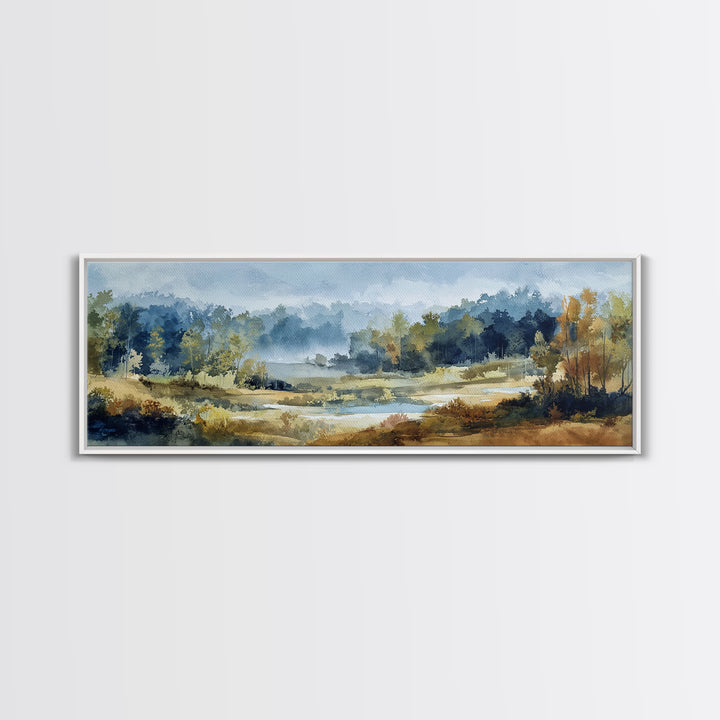 Waterfall Hidden in Dense Forest Canvas Print, Landscape Art, Wall Art Print, Living Room Decor, Fine Art, Horizon, Boho Decor, LAN-3x1-4