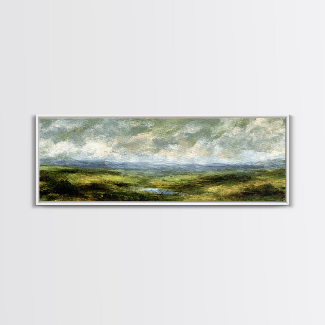Rolling Green Hills Canvas Print, Landscape Art, Wall Art, Living Room Decor, Fine Art, Horizon, Framed Wall Art, Abstract Art, LAN-3x1-70