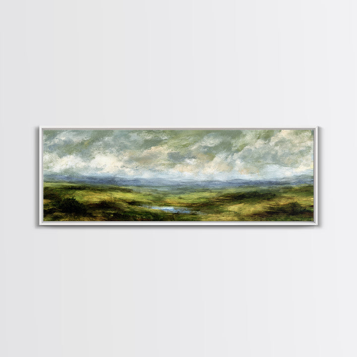 Rolling Green Hills Canvas Print, Landscape Art, Wall Art, Living Room Decor, Fine Art, Horizon, Framed Wall Art, Abstract Art, LAN-3x1-70