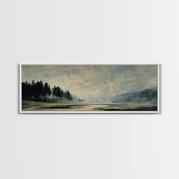 Old Country Road Framed Canvas Print, Landscape Art, Art Prints, Living Room Decor, Fine Art, Horizon, Abstract Wall Art, LAN-3x1-84