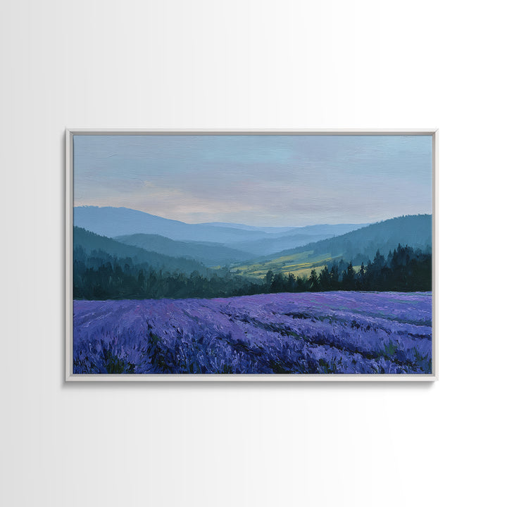 Lavender Field Leading to Distant Hills Canvas Print, Landscape Art, Abstract Wall Art, Living Room Decor, Fine Art, Horizon, LAN-3x2-62