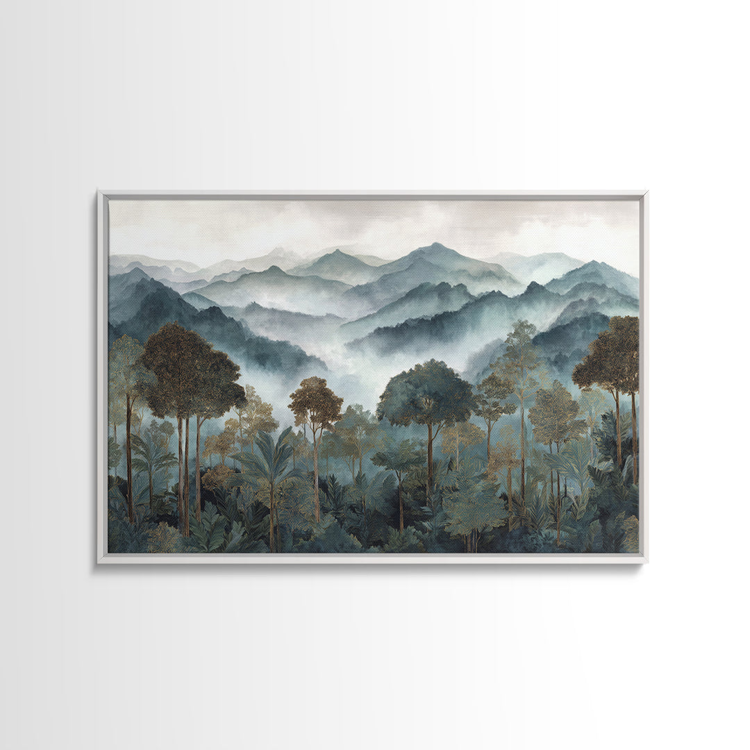 Tropical Jungle Waterfall Canvas Print, Landscape Art, Minimalist Decor, Living Room Decor, Oil Painting, Horizon, LAN-3x2-68