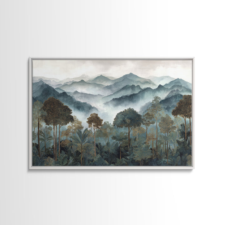 Tropical Jungle Waterfall Canvas Print, Landscape Art, Minimalist Decor, Living Room Decor, Oil Painting, Horizon, LAN-3x2-68