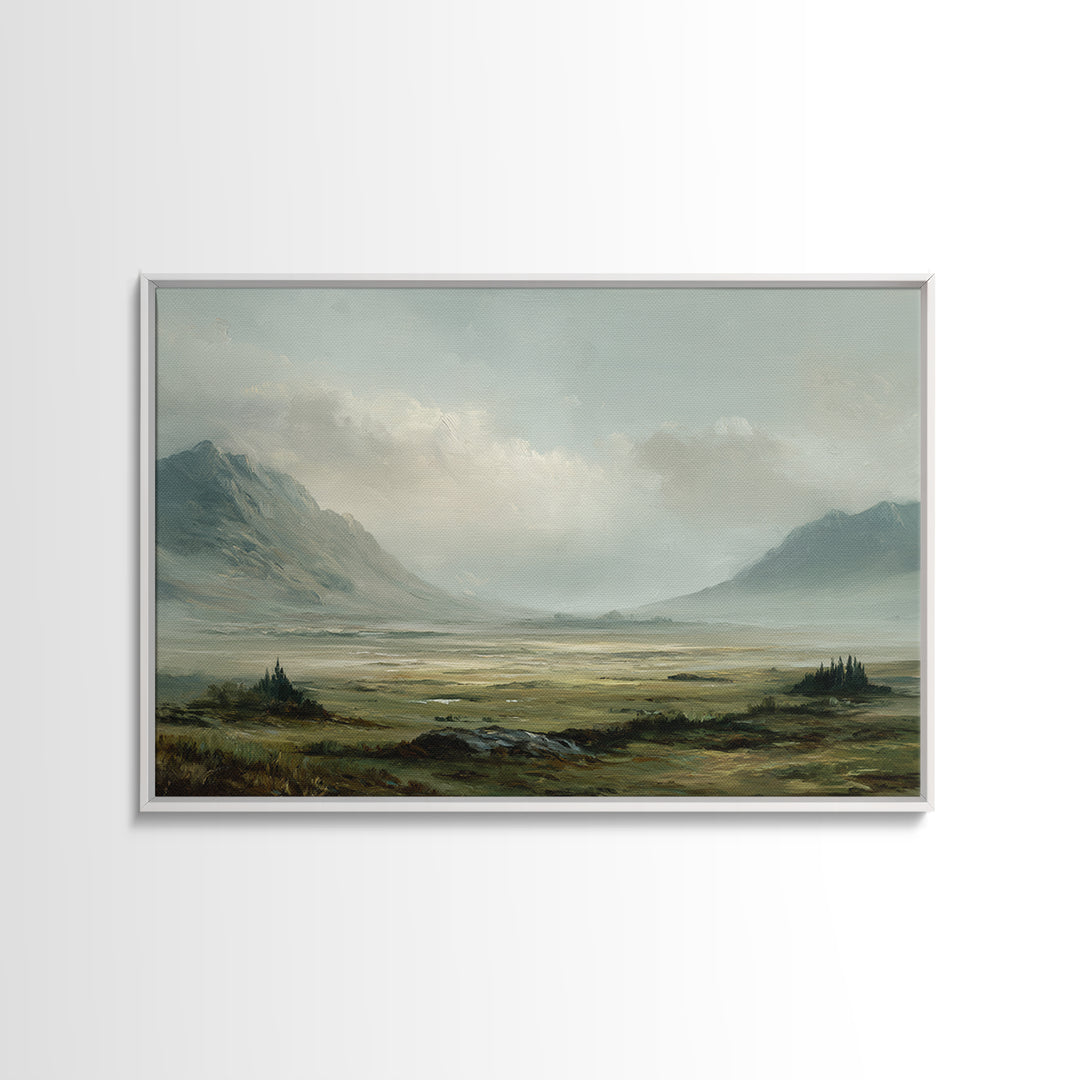 Rocky Scottish Highland Framed Canvas Print, Landscape Art, Gallery Decor, Living Room Decor, Fine Art, Horizon, Wall Art, LAN-3x2-69