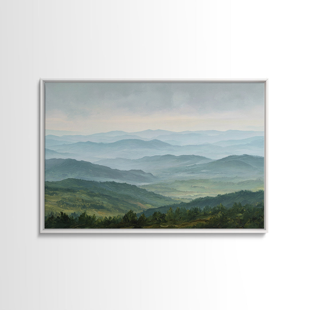 Rolling Green Hills Framed Canvas Print, Landscape Art, Floral Wall Art, Living Room Decor, Fine Art, Horizon, Minimalist Decor, LAN-3x2-82