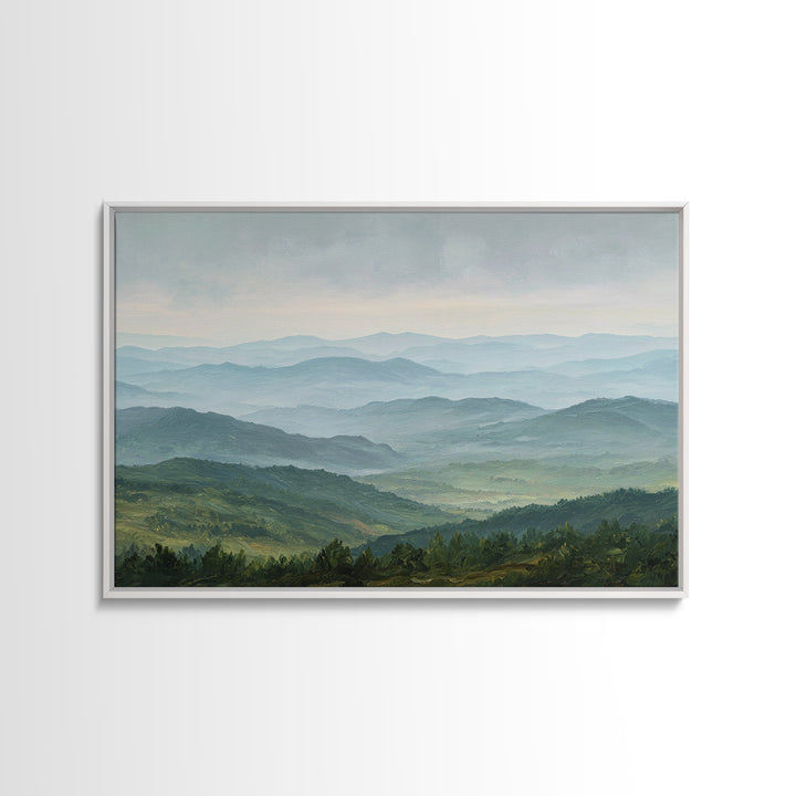 Rolling Green Hills Framed Canvas Print, Landscape Art, Floral Wall Art, Living Room Decor, Fine Art, Horizon, Minimalist Decor, LAN-3x2-82