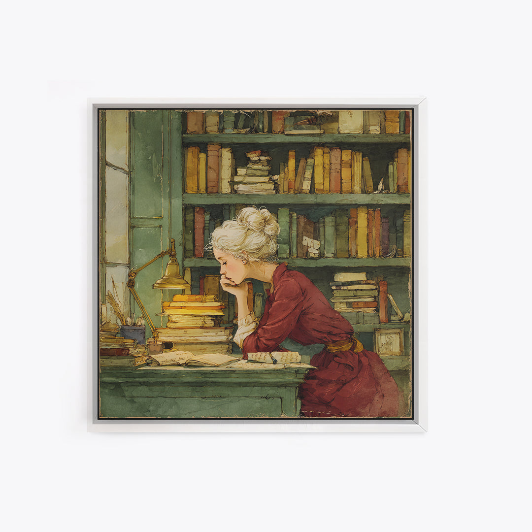 Classical Scholar Portrait Canvas Print, Library Art, Halloween Wall Decor, Library Decor, Oil Painting, Archive, LIB-1x1-10