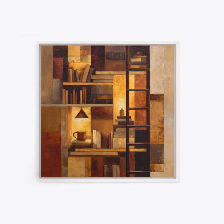 Rolling Library Ladder Canvas Print, Library Art, Wall Art Print, Library Decor, Abstract Art, Archive, Halloween Wall Decor, LIB-1x1-3