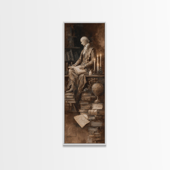 Classical Scholar Portrait Framed Canvas Print, Library Art, Modern Decor, Library Decor, Fine Art, Archive, Wall Decor, LIB-1x3-46
