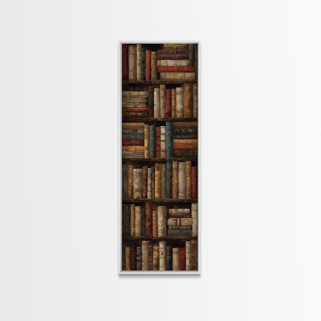 Library Shelf Pattern Framed Canvas Print, Library Art, Library Decor, Fine Art, Archive, Neutral Decor, Modern Decor, LIB-1x3-47