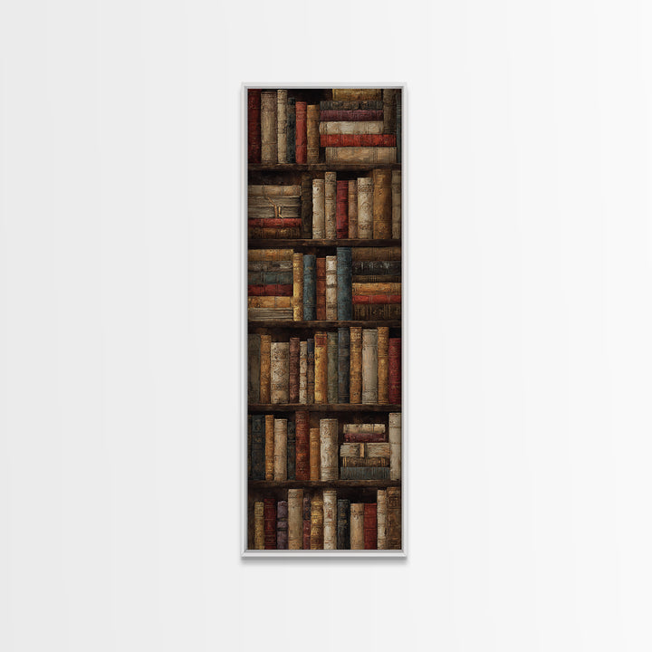 Library Shelf Pattern Framed Canvas Print, Library Art, Library Decor, Fine Art, Archive, Neutral Decor, Modern Decor, LIB-1x3-47