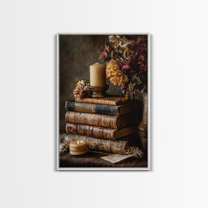 Old Books Stacked Canvas Print, Library Art, Book Art, Library Decor, Fine Art, Archive, Fine Art Print, Statement Artwork, LIB-2x3-57