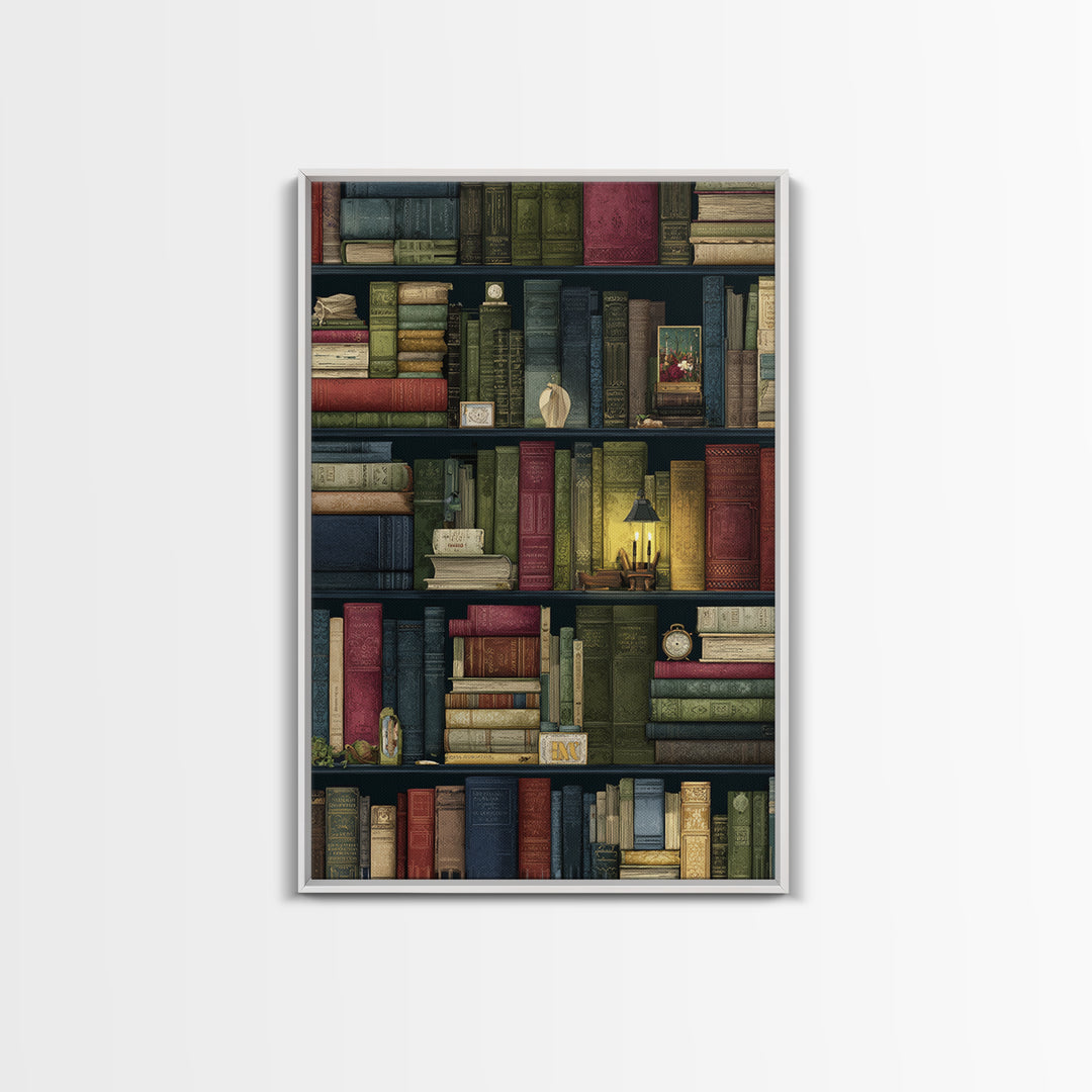 Library Shelf Pattern Canvas Print, Library Art, Gothic Wall Art, Library Decor, Fine Art, Archive, Bookish Wall Art, LIB-2x3-67