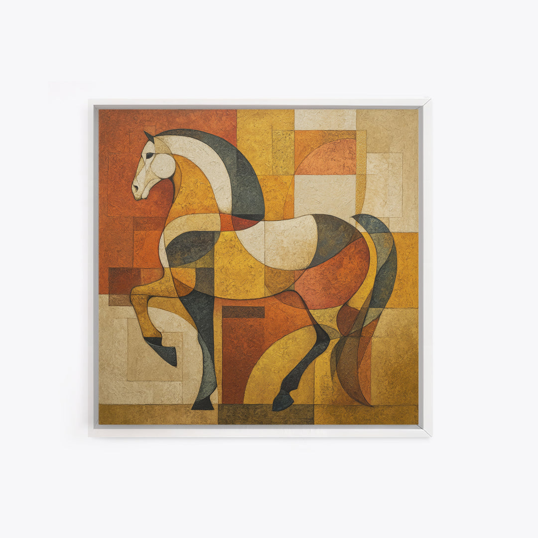 Abstract Horse Formed from Graceful Contour Framed Canvas Print, Line Art, Aesthetic Prints, Living Room Decor, Abstract Art, LIN-1x1-100