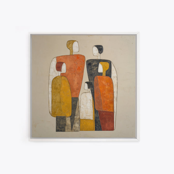 Abstract Family Figures Framed Canvas Print, Line Art, Portrait from Photo, Living Room Decor, Fine Art, Line, Luxury Decor, LIN-1x1-24
