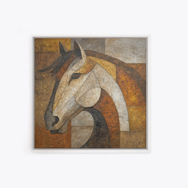 Abstract Horse Formed from Graceful Contour Framed Canvas Print, Line Art, Printable Wall Art, Living Room Decor, Line, LIN-1x1-28