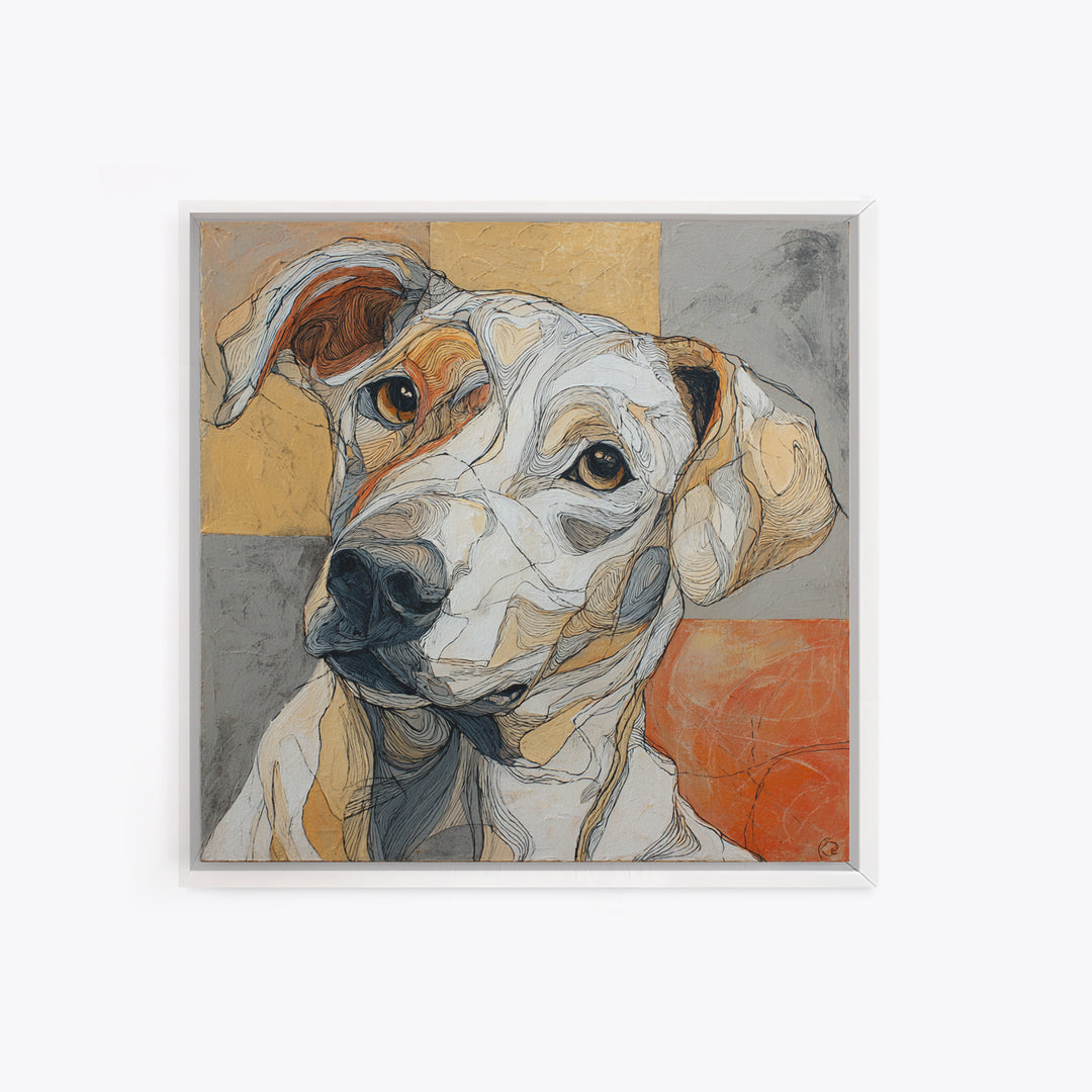 Continuous Line Dog Portrait Framed Canvas Print, Line Art, Contemporary Art, Living Room Decor, Fine Art, Line, Boho Wall Art, LIN-1x1-37