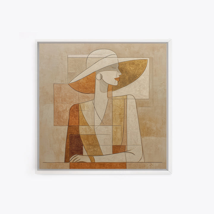 Line Drawing of a Woman Framed Canvas Print, Line Art, Portrait from Photo, Living Room Decor, Fine Art, Line, Luxury Decor, LIN-1x1-43