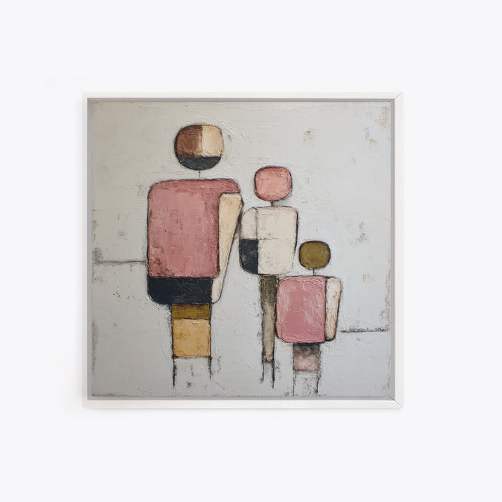 Abstract Family Figures Framed Canvas Print, Line Art, Decor, Living Room Decor, Fine Art, Line, Living Room Wall Art, LIN-1x1-48