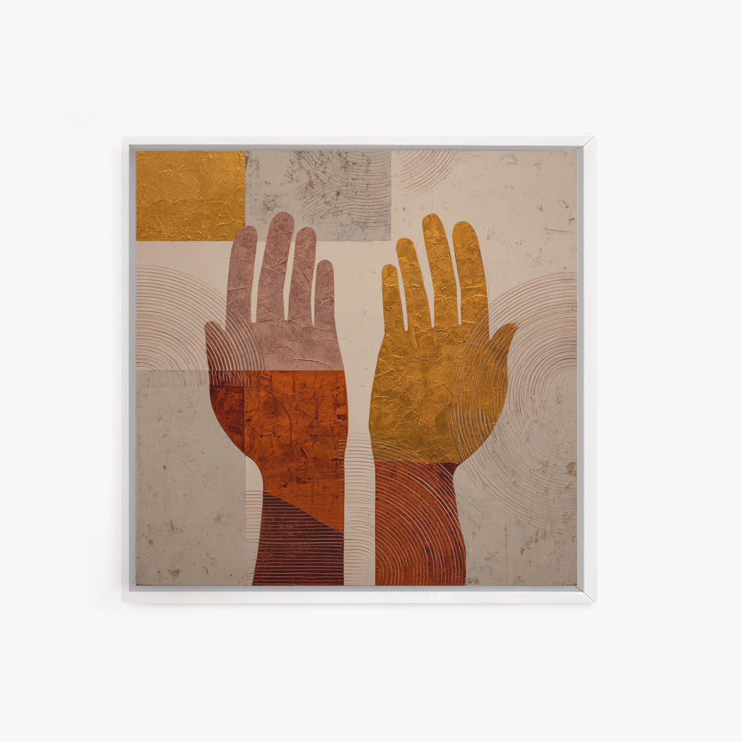 Two Hands Nearly Touching Framed Canvas Print, Line Art, Wall Decor, Living Room Decor, Abstract Art, Line, Boho Decor, LIN-1x1-53