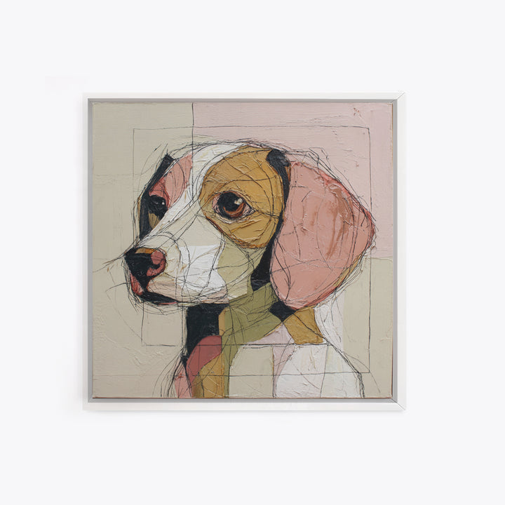Continuous Line Dog Portrait Framed Canvas Print, Line Art, Contemporary Art, Living Room Decor, Fine Art, Line, Boho Wall Art, LIN-1x1-61