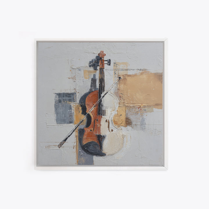 Single Line Violin and Bow Framed Canvas Print, Line Art, Aesthetic Prints, Living Room Decor, Abstract Art, Line, Wall Art, LIN-1x1-71