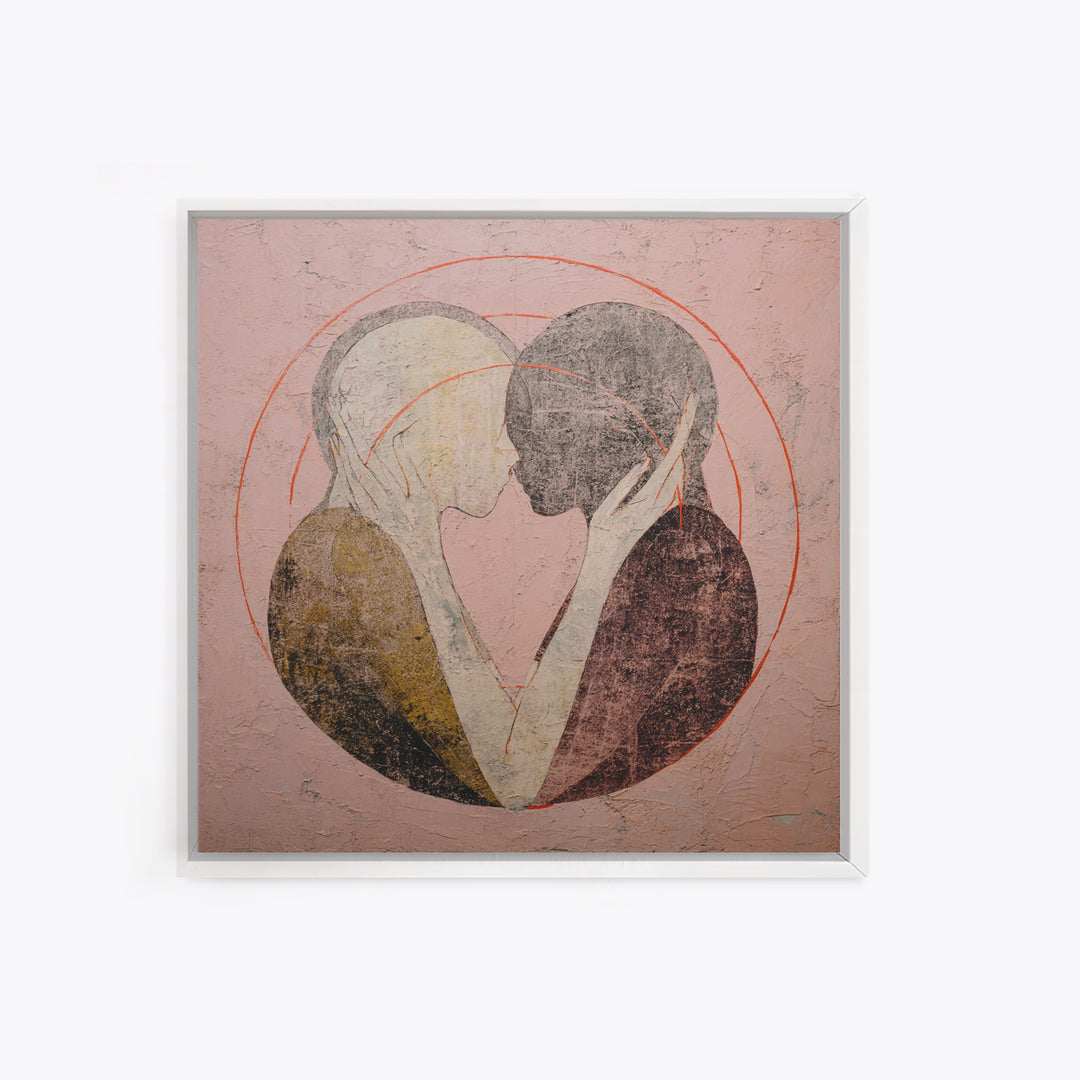 Single Line Couple Embracing Softly Framed Canvas Print, Line Art, Room Decor, Living Room Decor, Abstract Art, Line, LIN-1x1-74