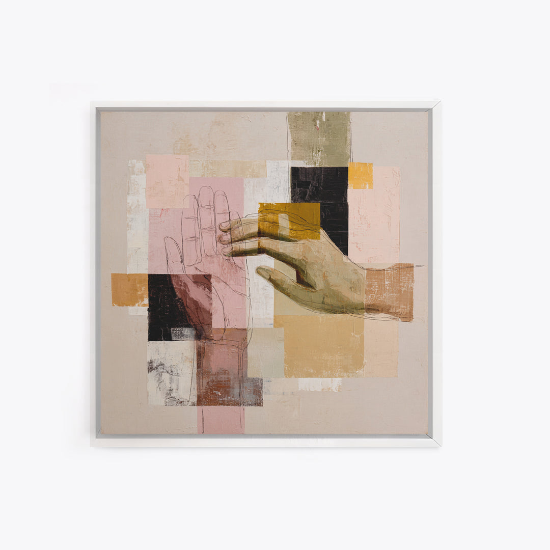 Two Hands Nearly Touching Canvas Print, Line Art, Canvas Art, Living Room Decor, Line, Jesus Wall Art, Gallery Wall Art, LIN-1x1-77