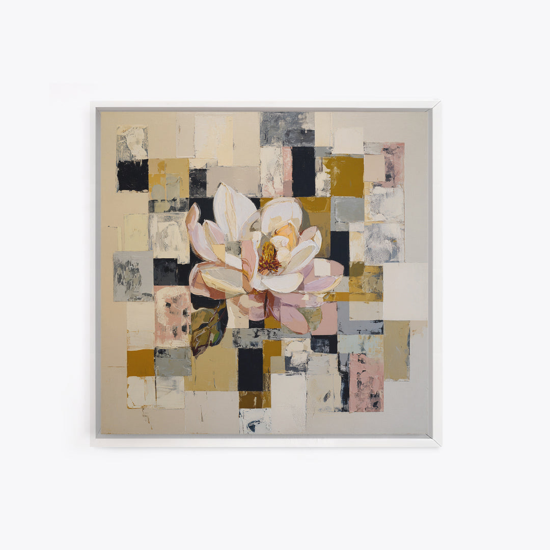 Face and Flower Blended into One Contour Framed Canvas Print, Line Art, Digital Wall Art, Living Room Decor, Oil Painting, Line, LIN-1x1-8
