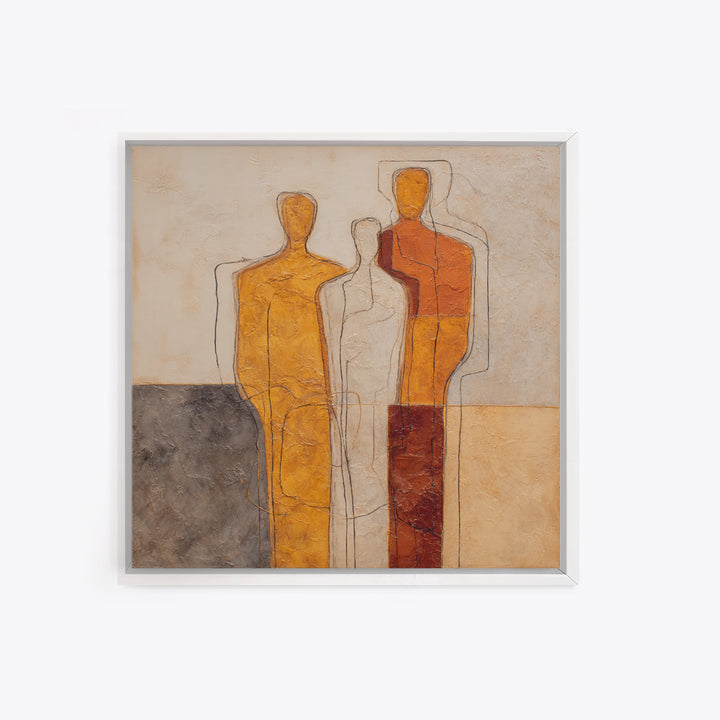 Abstract Family Figures Framed Canvas Print, Line Art, Digital Wall Art, Living Room Decor, Fine Art, Line, Minimalist Wall Art, LIN-1x1-96