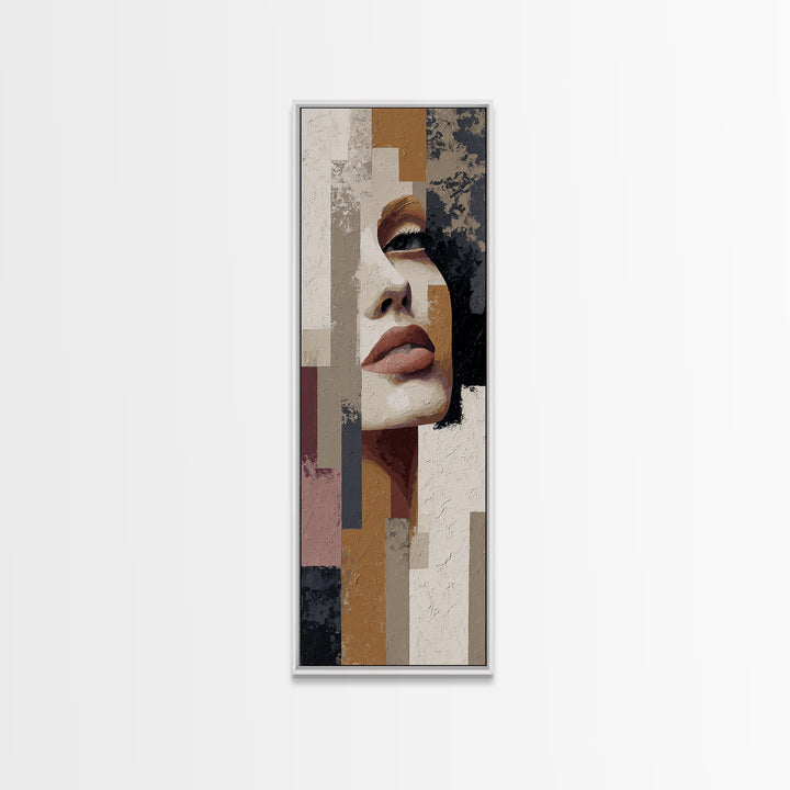 Abstract Lips and Hand Fashion Sketch Framed Canvas Print, Line Art, Statement Artwork, Living Room Decor, Abstract Art, Line, LIN-1x3-30