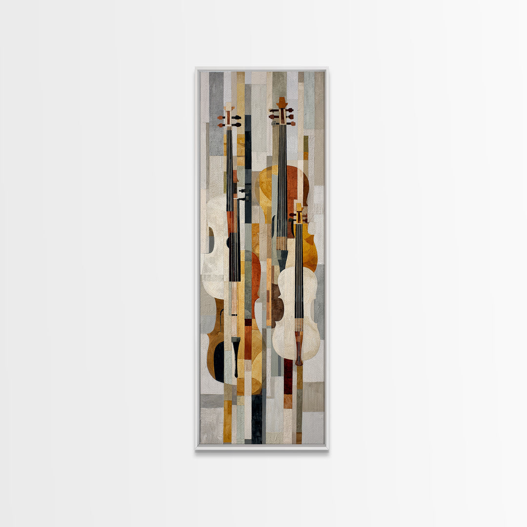 Single Line Violin and Bow Canvas Print, Line Art, Jesus Wall Art, Living Room Decor, Abstract Art, Line, Statement Artwork, LIN-1x3-35