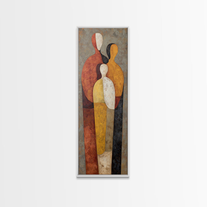 Abstract Family Figures Framed Canvas Print, Line Art, Bird Wall Art, Living Room Decor, Fine Art, Line, Textured Painting, LIN-1x3-84