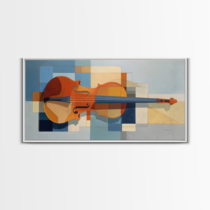 Single Line Violin and Bow Framed Canvas Print, Line Art, Aesthetic Prints, Living Room Decor, Abstract Art, Line, Wall Art, LIN-2x1-19