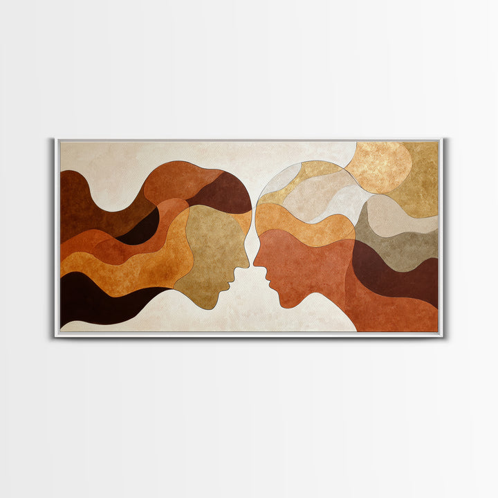 Single Line Couple Embracing Softly Canvas Print, Line Art, Home Decor, Living Room Decor, Abstract Art, Line, Modern Wall Art, LIN-2x1-22
