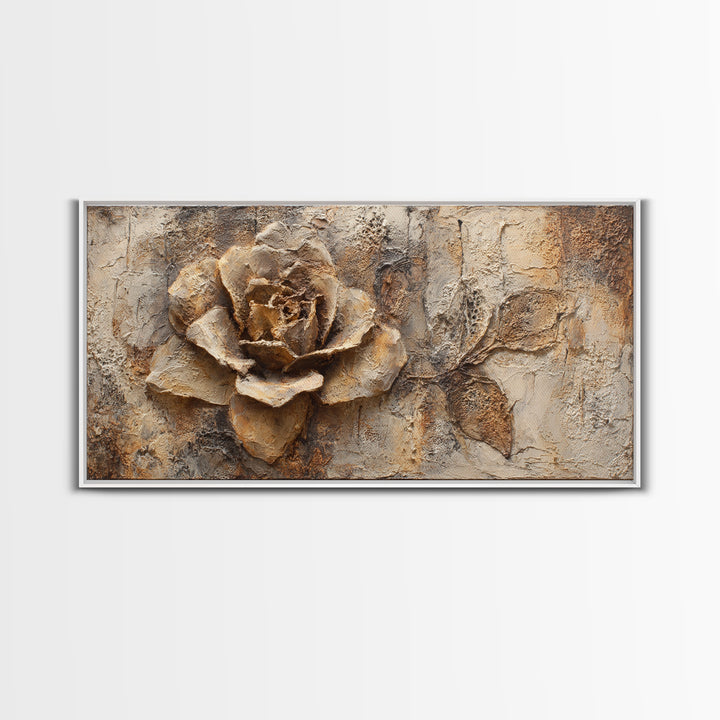 Face and Flower Blended into One Contour Framed Canvas Print, Line Art, Wall Art, Living Room Decor, Watercolor Art, Line, LIN-2x1-28