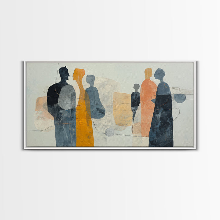 Abstract Family Figures Canvas Print, Line Art, Minimalist Decor, Living Room Decor, Line, Boho Wall Art, Wall Art Print, LIN-2x1-44