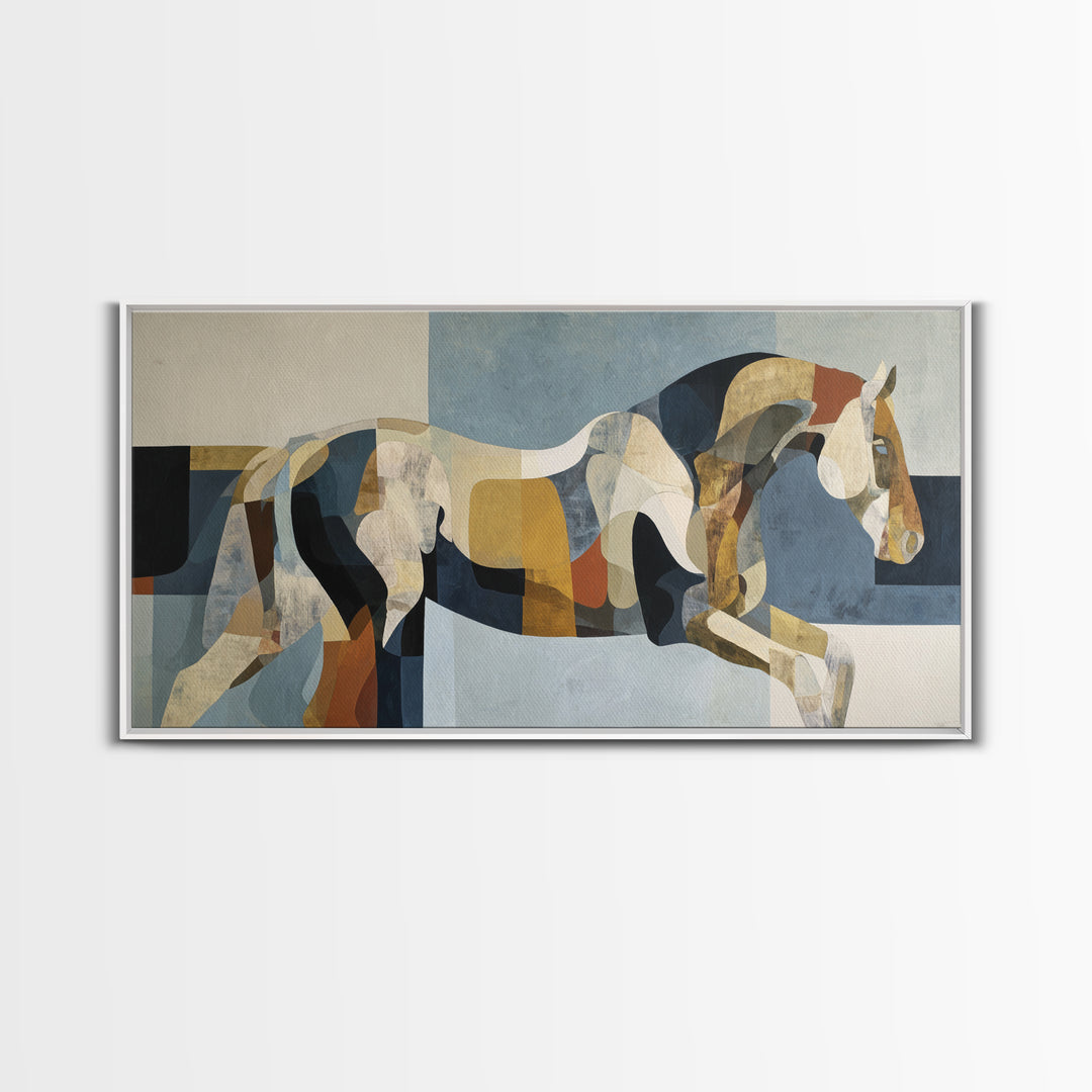 Abstract Horse Formed from Graceful Contour Canvas Print, Line Art, Custom Portrait, Living Room Decor, Abstract Art, Line, LIN-2x1-48