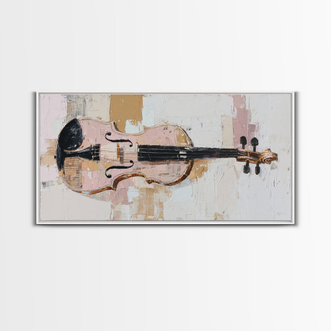 Single Line Violin and Bow Framed Canvas Print, Line Art, Statement Artwork, Living Room Decor, Fine Art, Line, Custom Portrait, LIN-2x1-67