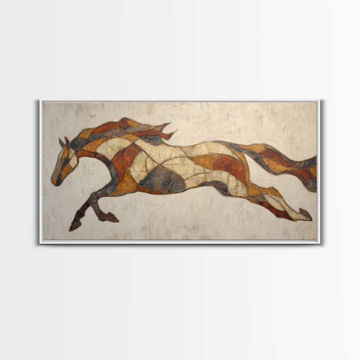 Abstract Horse Formed from Graceful Contour Framed Canvas Print, Line Art, Living Room Decor, Abstract Art, Line, LIN-2x1-72