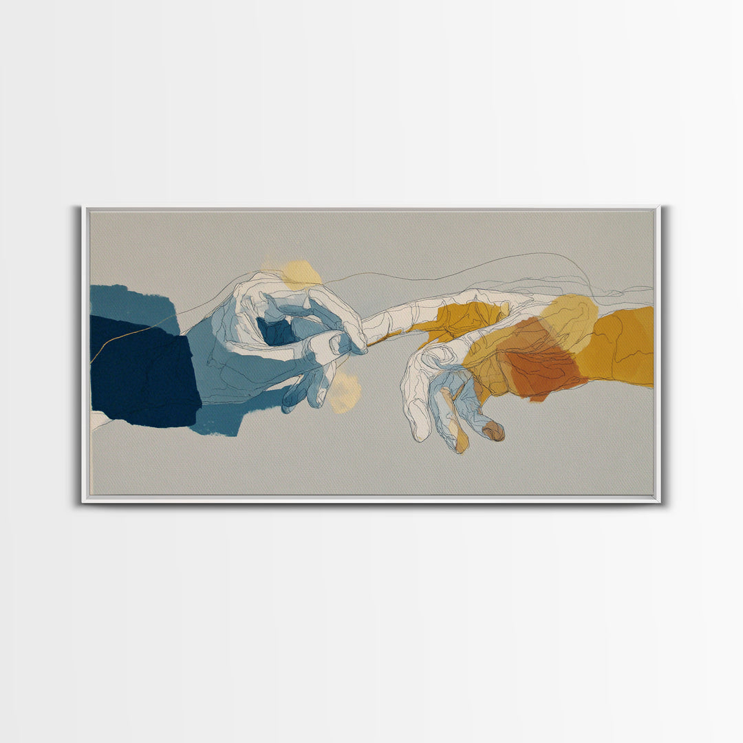 Two Hands Nearly Touching Canvas Print, Line Art, Minimalist Wall Art, Living Room Decor, Abstract Art, Line, Fine Art Print, LIN-2x1-73