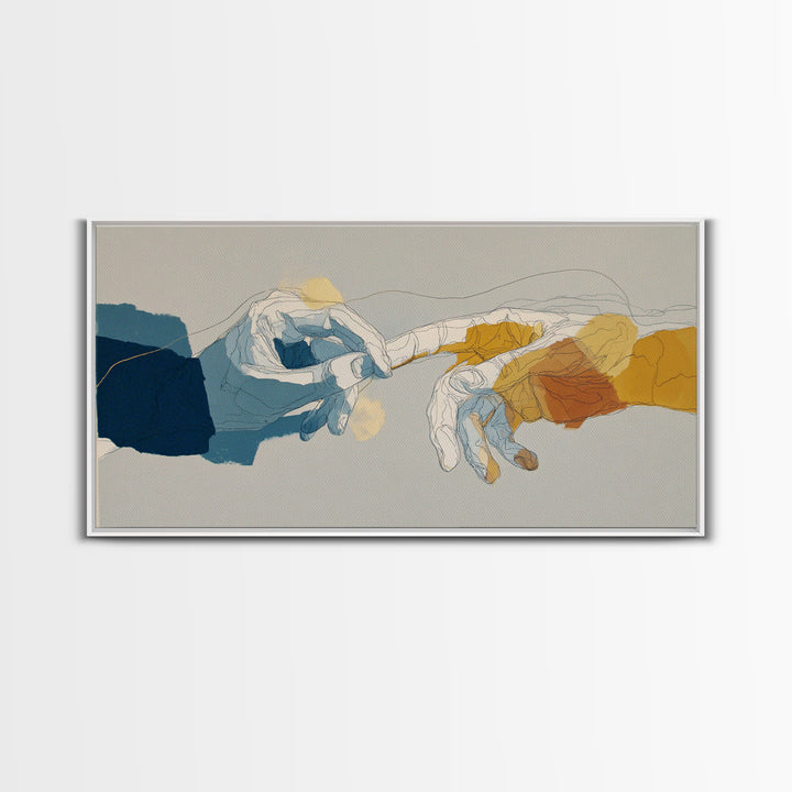 Two Hands Nearly Touching Canvas Print, Line Art, Minimalist Wall Art, Living Room Decor, Abstract Art, Line, Fine Art Print, LIN-2x1-73