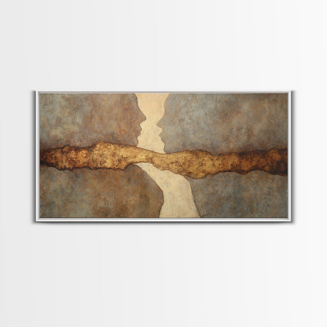 Single Line Couple Embracing Softly Canvas Print, Line Art, Wall Art Print, Living Room Decor, Fine Art, Line, Gallery Wall Set, LIN-2x1-94