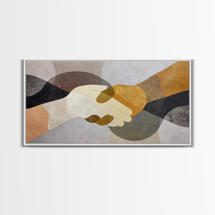 Two Hands Nearly Touching Framed Canvas Print, Line Art, Bird Wall Art, Living Room Decor, Abstract Art, Line, LIN-2x1-97