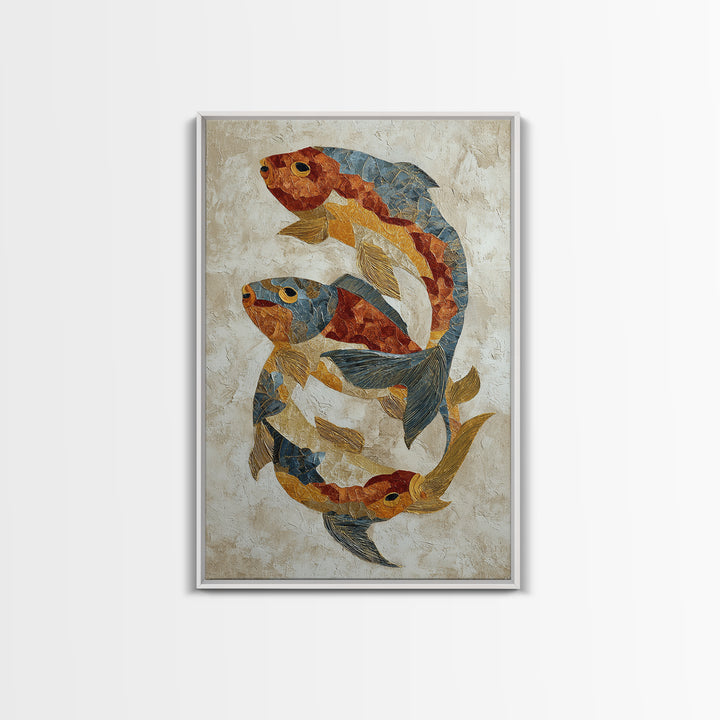 Continuous Line Fish Framed Canvas Print, Line Art, Boho Decor, Living Room Decor, Abstract Art, Line, Minimalist Art, LIN-2x3-100
