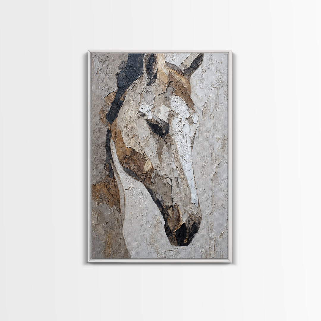 Abstract Horse Formed from Graceful Contour Framed Canvas Print, Line Art, Boho Decor, Living Room Decor, Fine Art, Line, LIN-2x3-12