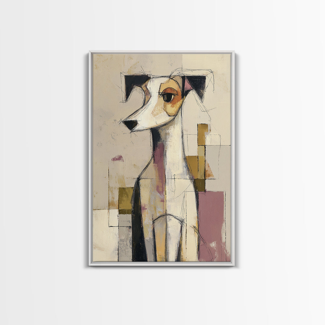 Continuous Line Dog Portrait Framed Canvas Print, Line Art, Boho Wall Decor, Living Room Decor, Line, Black and White Art, LIN-2x3-21