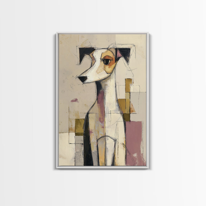 Continuous Line Dog Portrait Framed Canvas Print, Line Art, Boho Wall Decor, Living Room Decor, Line, Black and White Art, LIN-2x3-21