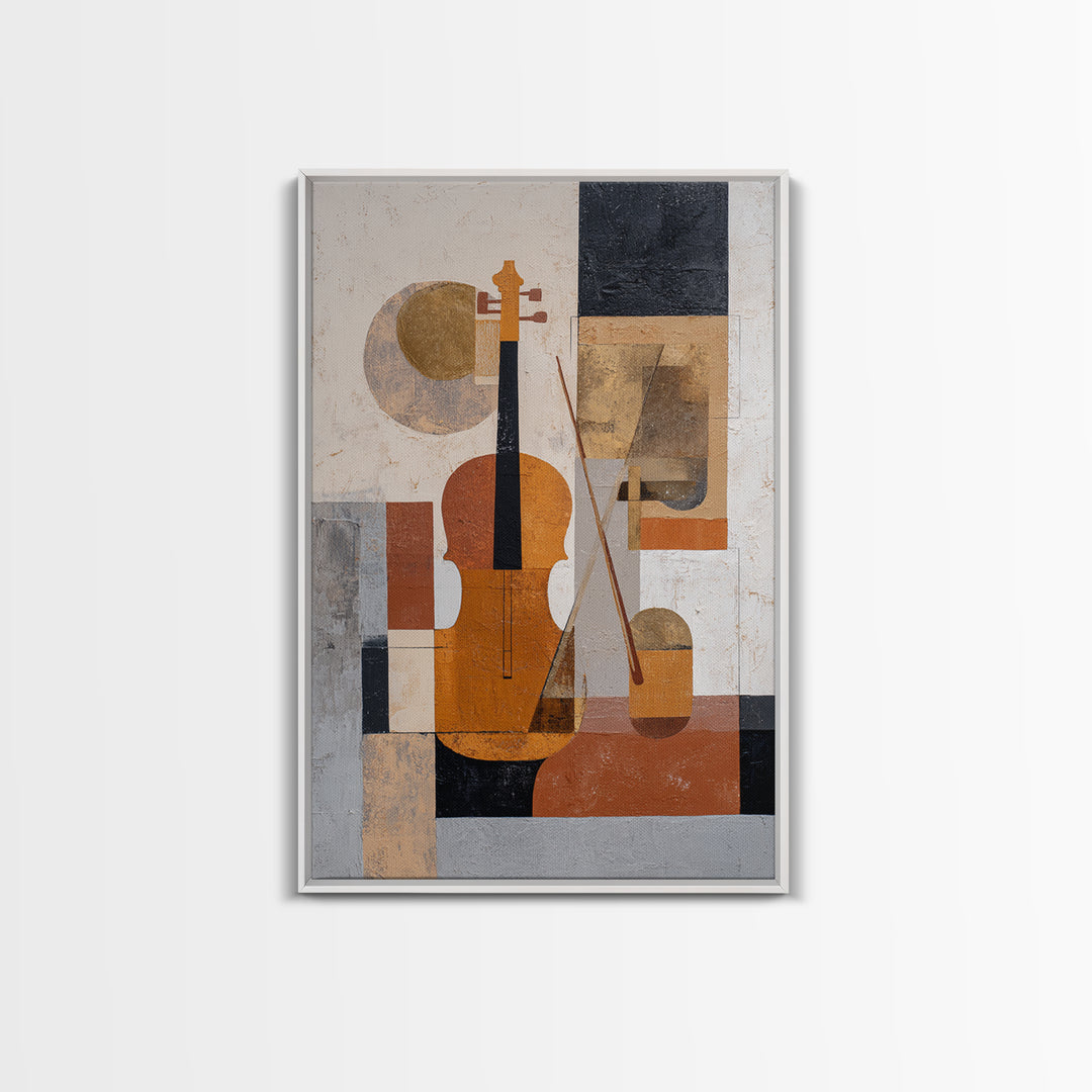 Single Line Violin and Bow Canvas Print, Line Art, Modern Wall Art, Living Room Decor, Fine Art, Line, Bird Wall Art, LIN-2x3-31