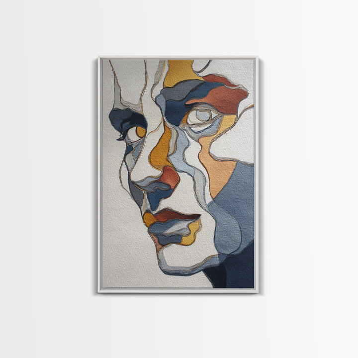Continuous Line Female Face Framed Canvas Print, Line Art, Portrait from Photo, Living Room Decor, Fine Art, Line, Luxury Decor, LIN-2x3-33